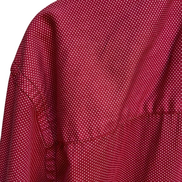 Men's Eight X Jacquard Red with White Pin Point Print Hidden Button Slim Fit - Picture 4 of 7